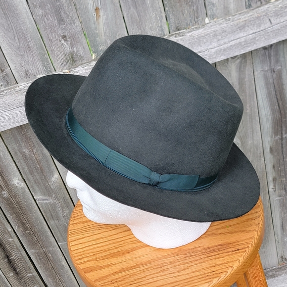 Vintage Green Fedora Custom Worth & Worth Wilson Fedora Hat Size 7 5/8 Retro - Picture 8 of 15
